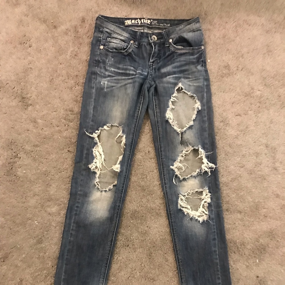 Low rise, Distressed Denim Jeans